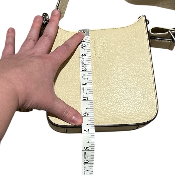 Tory Burch Women's Thea Mini Web Leather Shoulder Bag Purse in New Cream - Picture 12 of 14